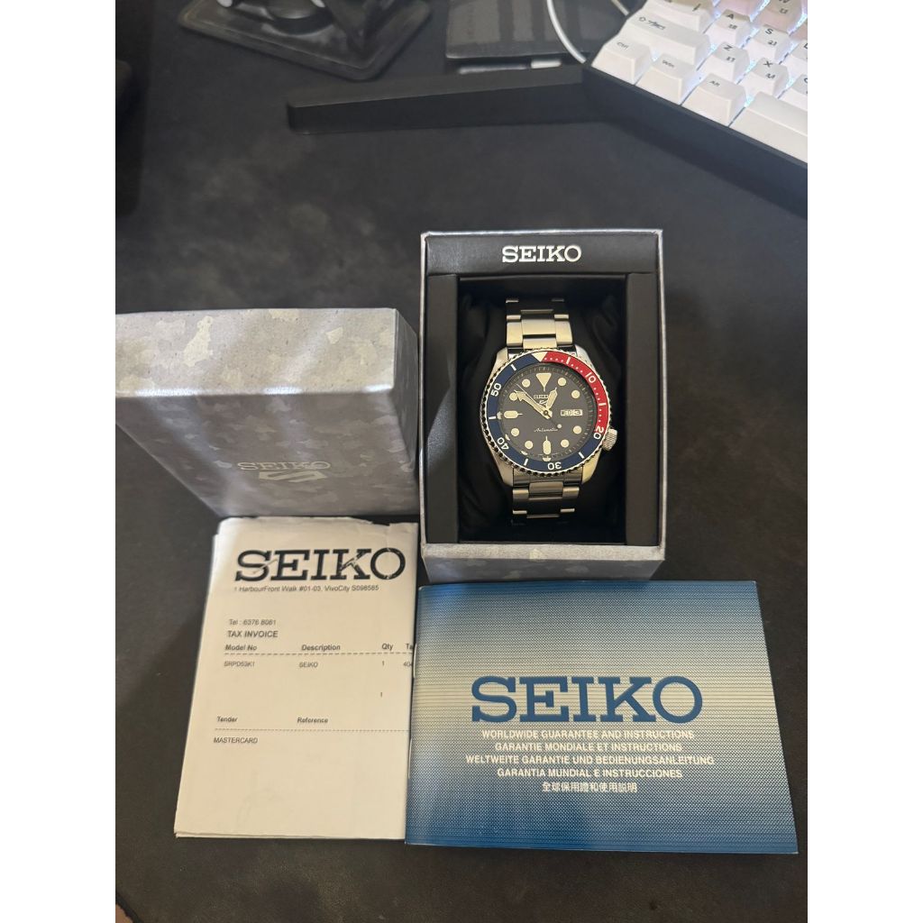 Jam Tangan Pria Seiko 5 Sports SRPD53K1 Automatic Blue Dial "Pepsi"