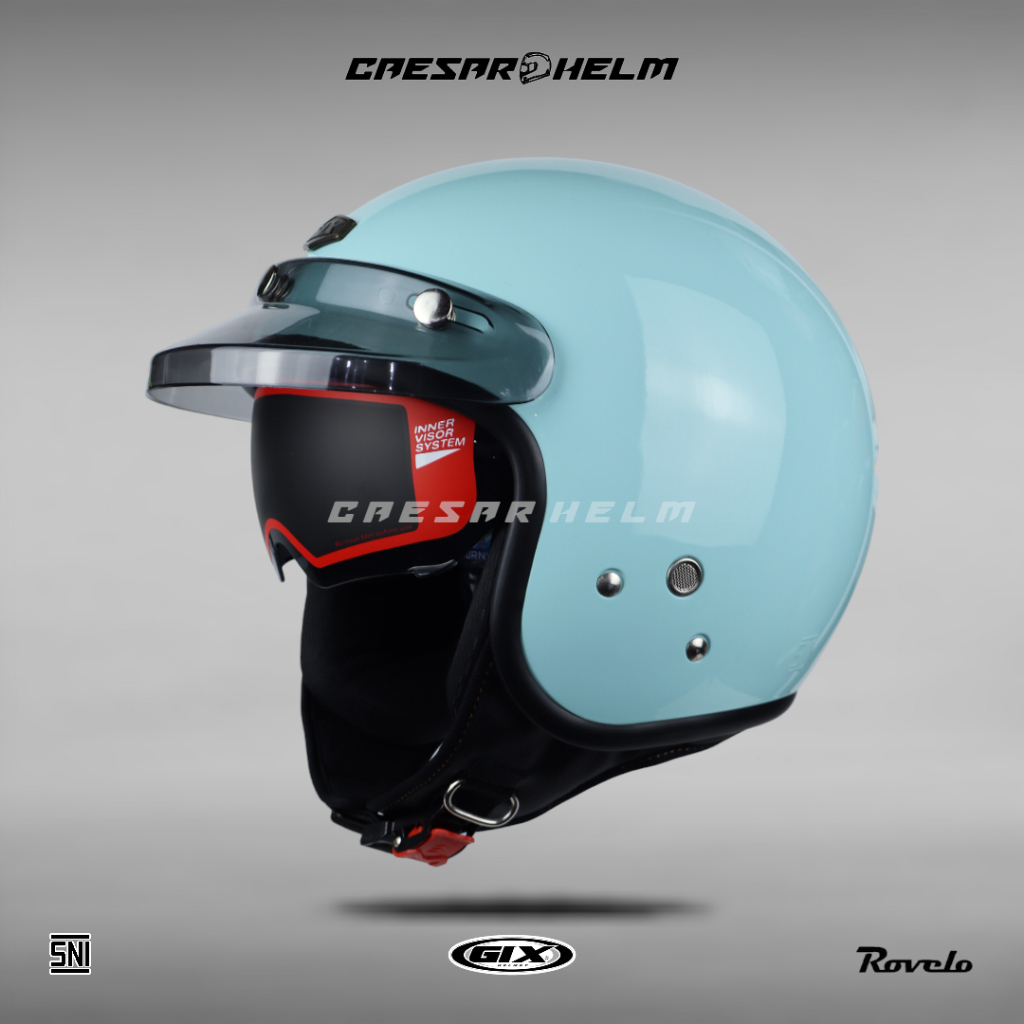 GIX Rovelo Solid - Steel Blue - Helm Retro - Helm Bogo