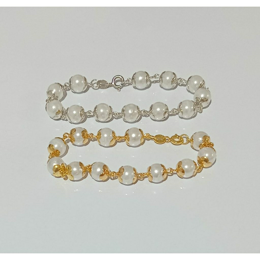 GELANG TANGAN PERAK ASLI MUTIARA DEWASA ( PERAK SILVER 925 )