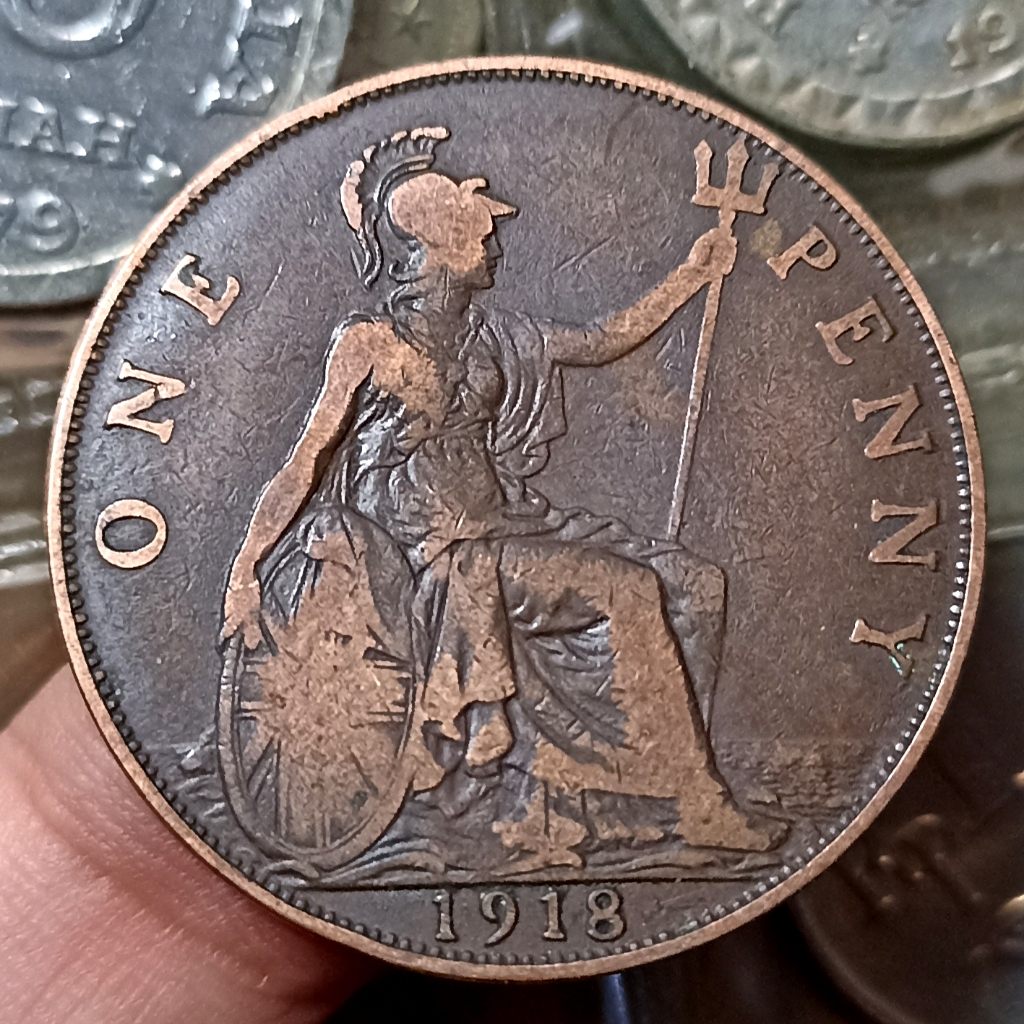Koin Kuno Inggris (UK) 1 Penny - George V Tahun 1918