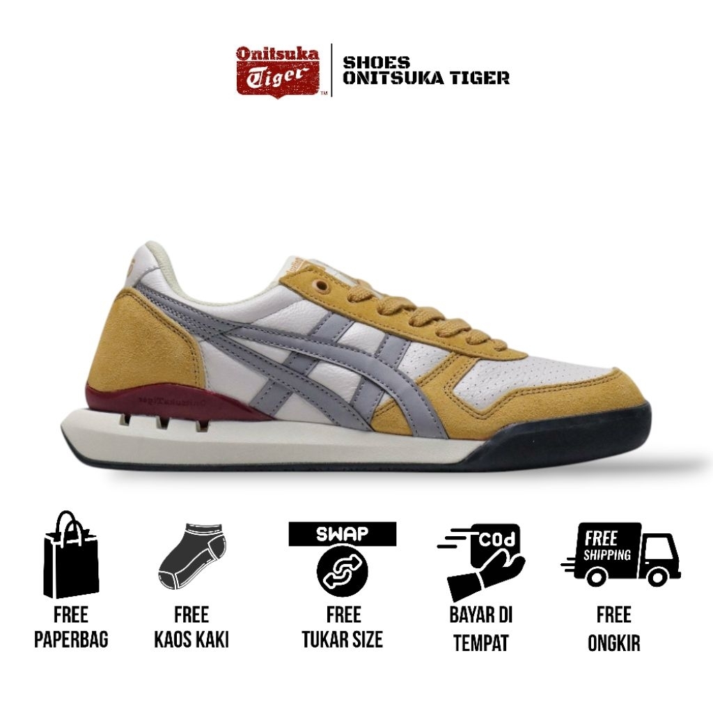 Onitsuka Tiger ultimate 81ex shoes Yellow Grey Multi Color Free Paperbag & Kaos Kaki