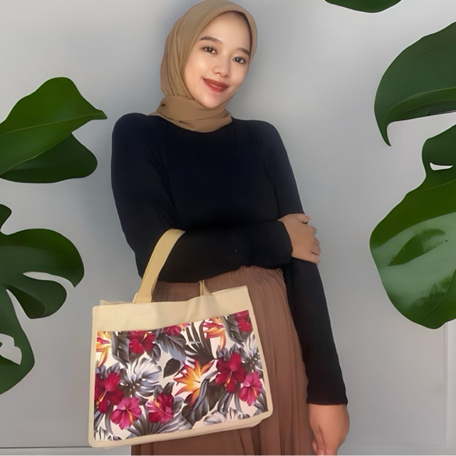 HANDBAG KOMBINASI KANVAS/SOUVENIR KANVAS/SOUVENIR PERNIKAHAN/TOTEBAG MURAH