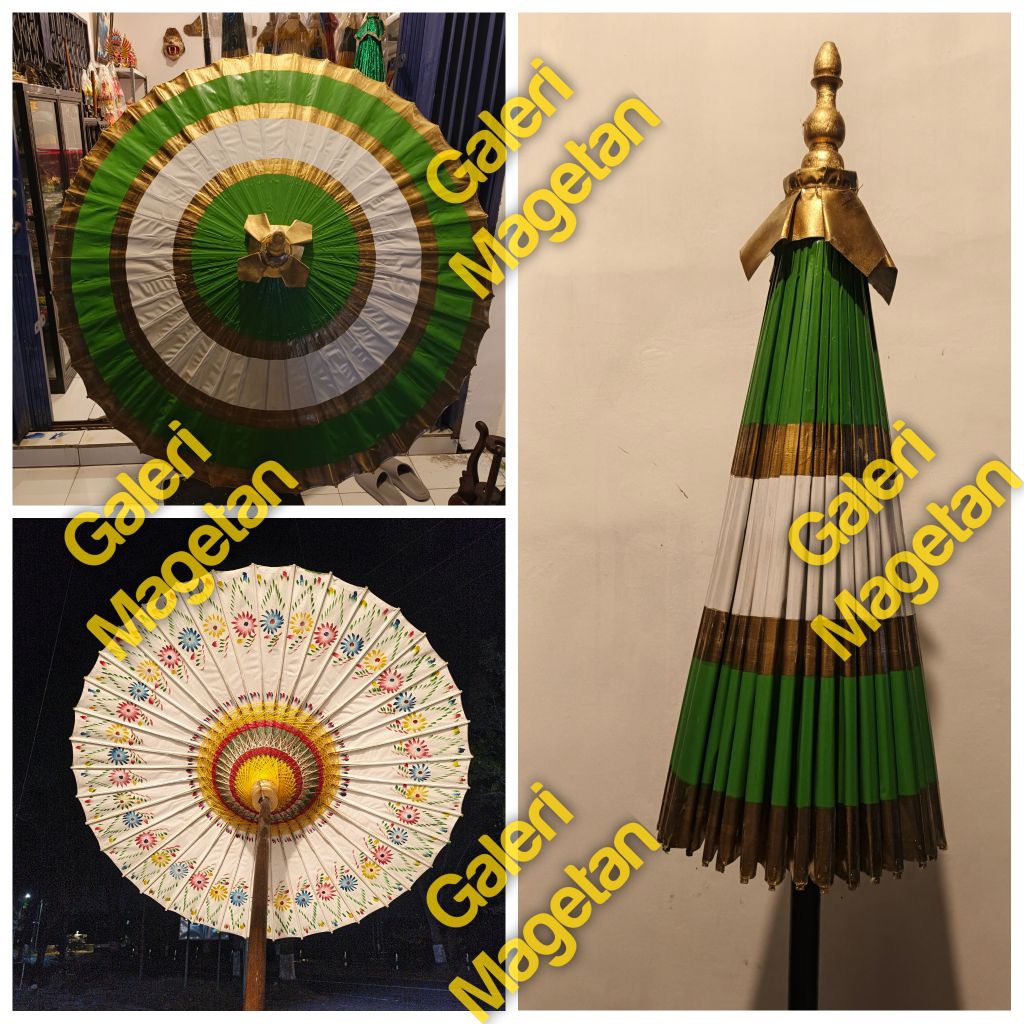 Payung Keraton Hijau putih / payung agung / songsong agung 2 meter / payung jawa