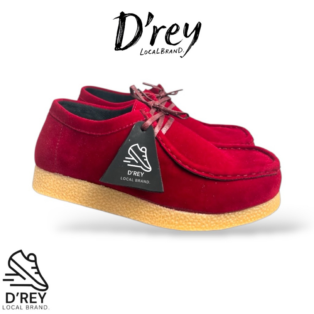 D’REY Sepatu Casual Pria Maroon Chungky Wallabee Clark Kasual Pria