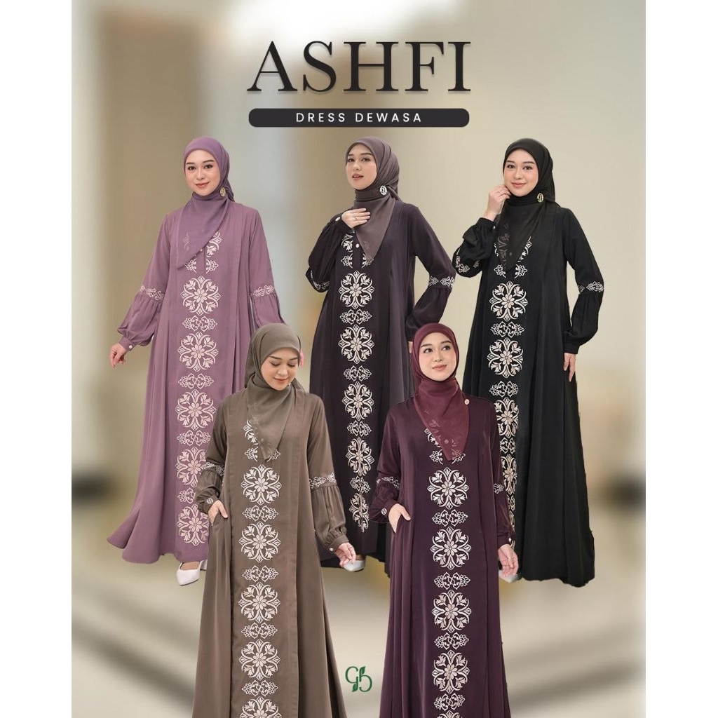Ashfi Dress Gamis Bordir Sarimbit Lebaran 2026 by Greenism