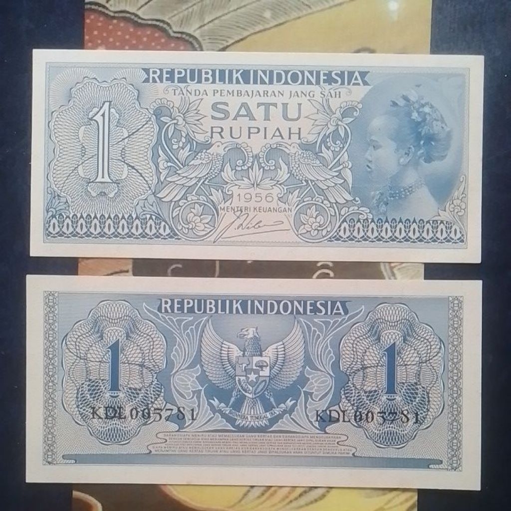 GRESS UANG KUNO ASLI 1 RUPIAH SUKU BANGSA TAHUN 1956