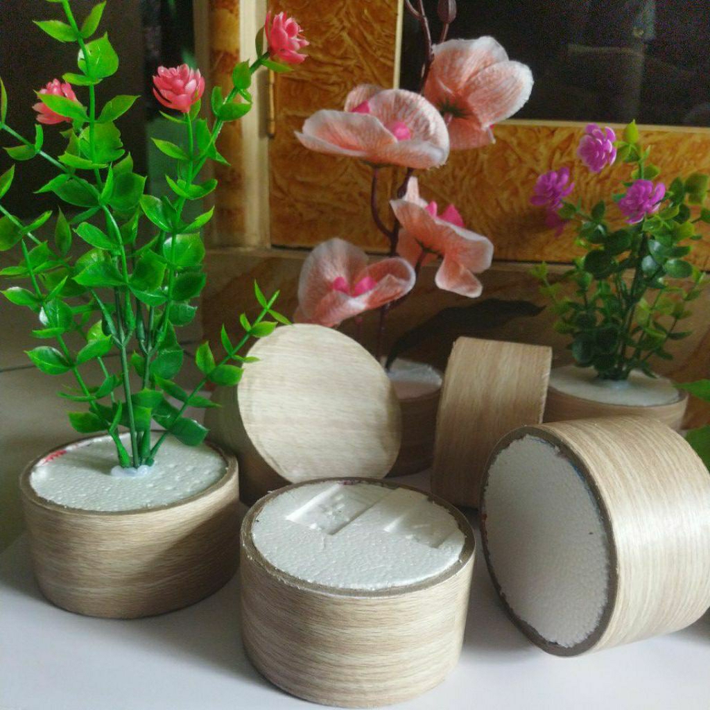 Pot bulat/ Pot motif kayu glossy/ pot skulen