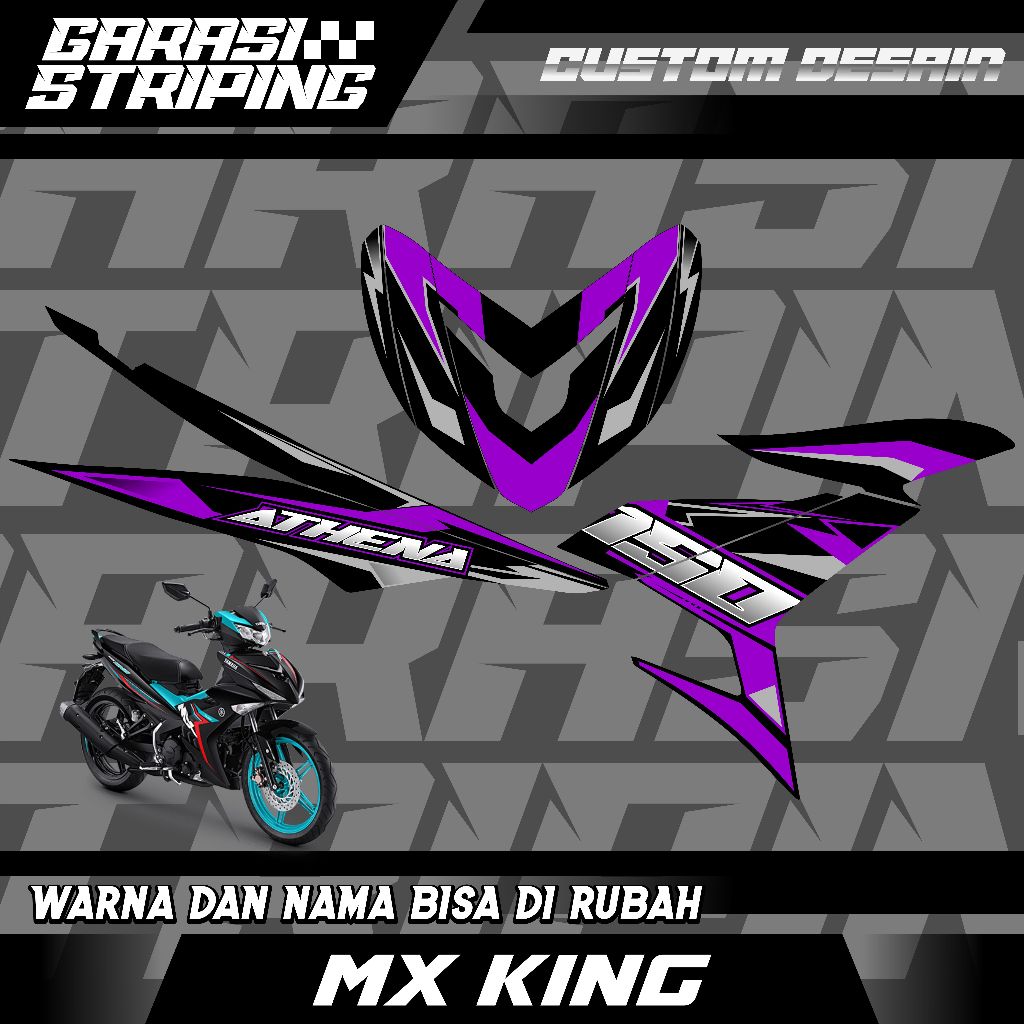 STRIPING CUSTOM VARIASI TRANSPARAN MX KING STICKER VARIASI MOTIF TERBARU KEREN BIRU MAGENTA UNGU