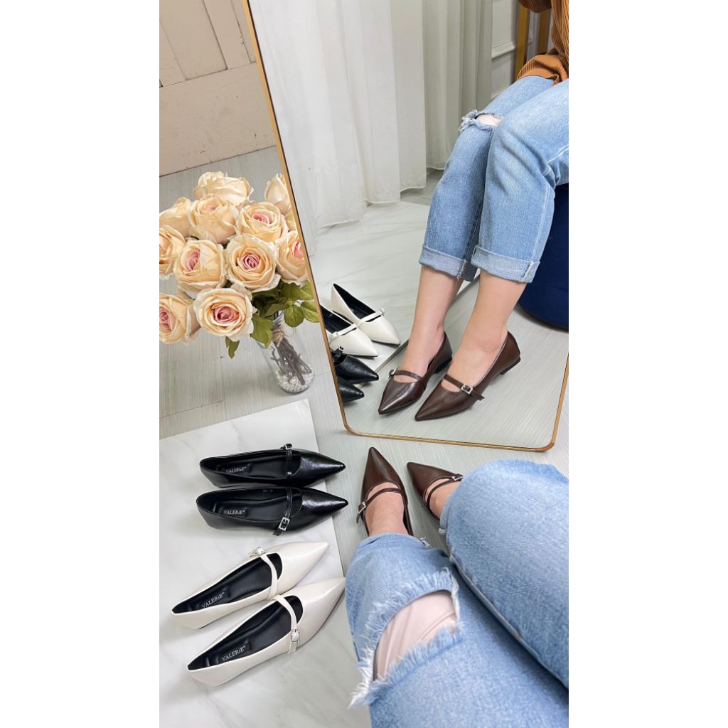 REA - FLAT SHOES TALI TENGAH WANITA CASUAL SIMPLE | sepatu flat anti slip nyaman dipakai