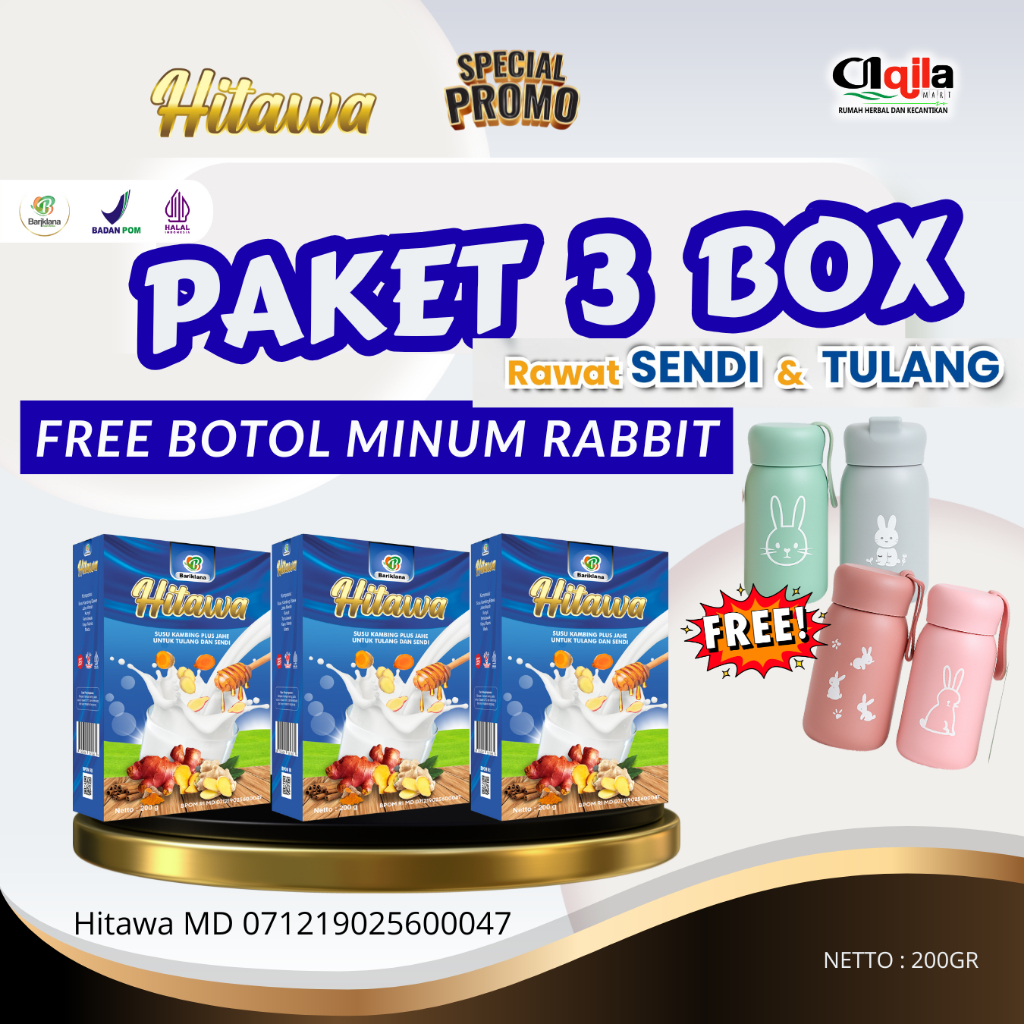 

Paket 3 Box HITAWA Susu Kambing Etawa plus JAHE atasi NYERI SENDI REMATIK KEBAS KESEMUTAN