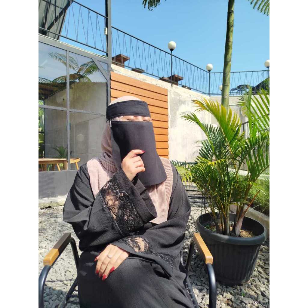 NAIMA ABAYA TULLE PAYET TANGAN BRUKAT ELEGAN ABAYA HITAM ABAYA ARAB INDONESIA