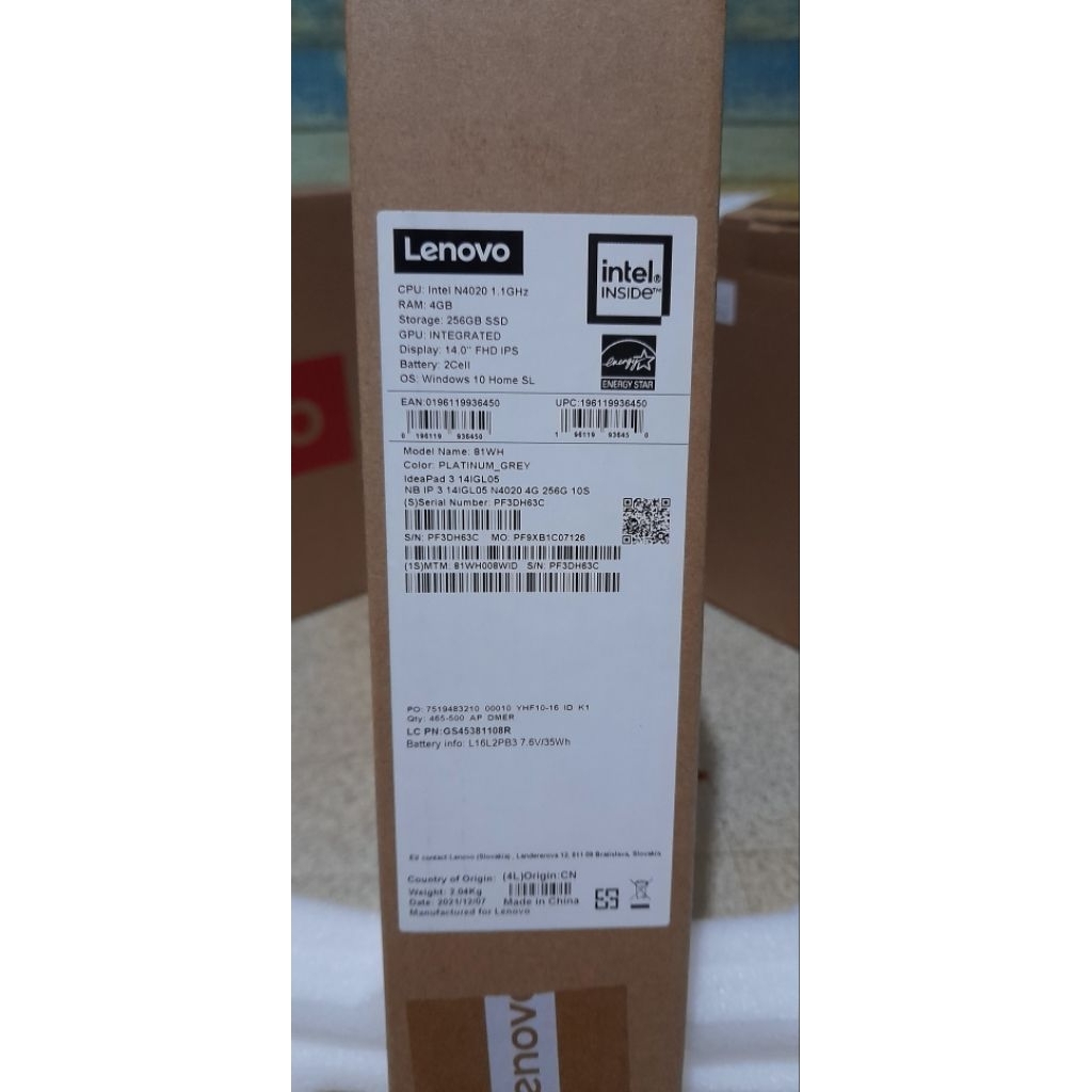 Kardus Lenovo ideapad 3 14IGL05 Original
