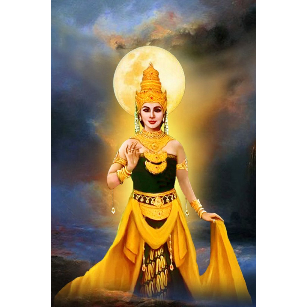 Hiasan dinding lukisan cetak nyi roro kidul/ratu kidul plus bingkai ukuran 65x45cm