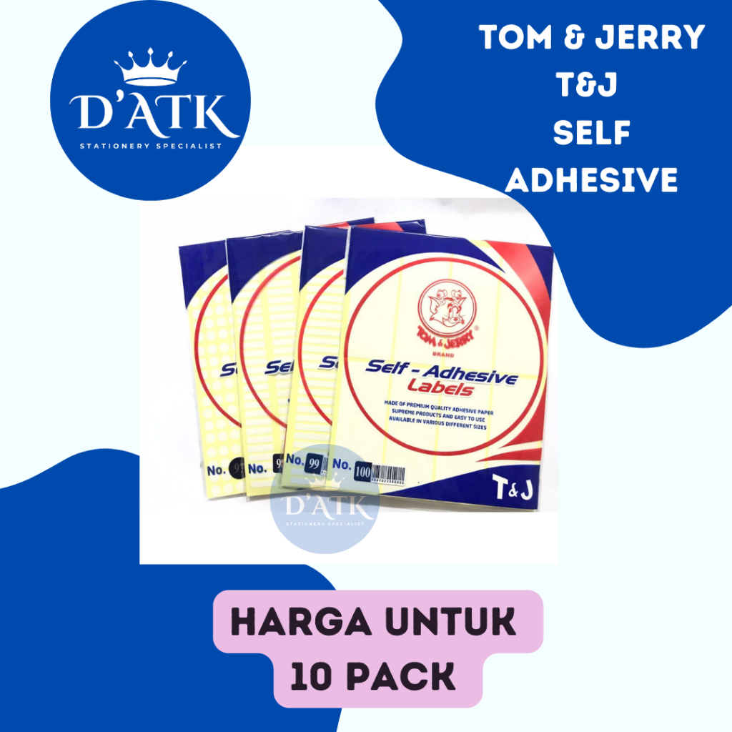 

10 Pack Label Stiker Tom & Jerry T&J No.99 103 105 106 110 112 123 125 126 129 Kertas Self Adhesive