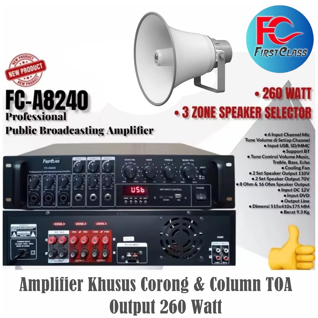 AMPLIFIER FIRSTCLASS FC A8240 / FIRST CLASS FCA 8240 AMPLI TOA MASJID