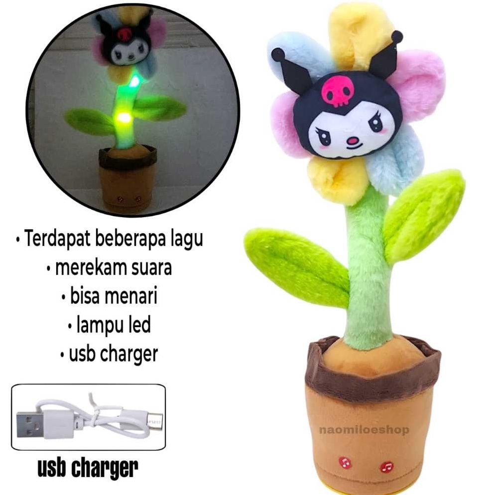 Hemat Bunga kuromi kaktus mainan kaktus kuromi bisa ngomong bicara rekam dancing mainan boneka kurom