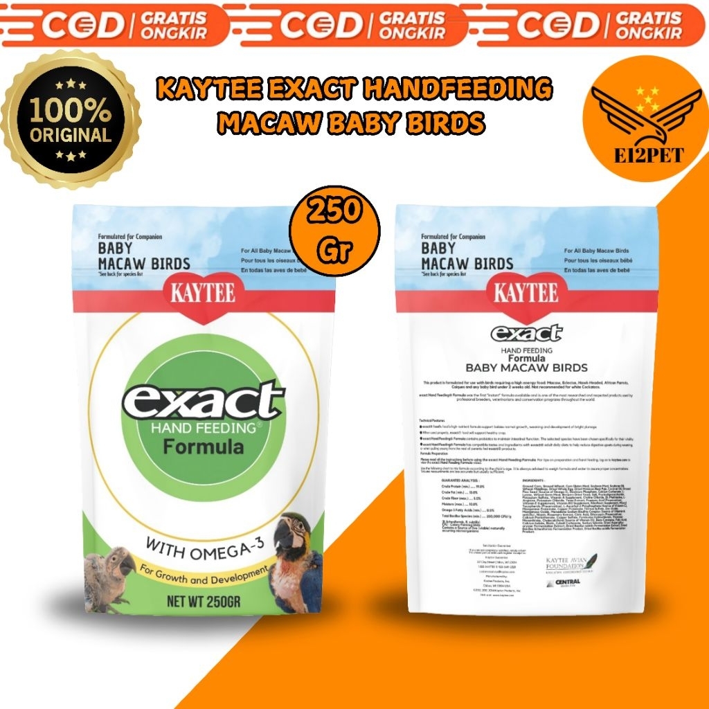 Kaytee Baby Macaw 250gr Kayte Exact Baby Macaw  Hand Feeding Formula Makanan Burung Lolohan Kayte