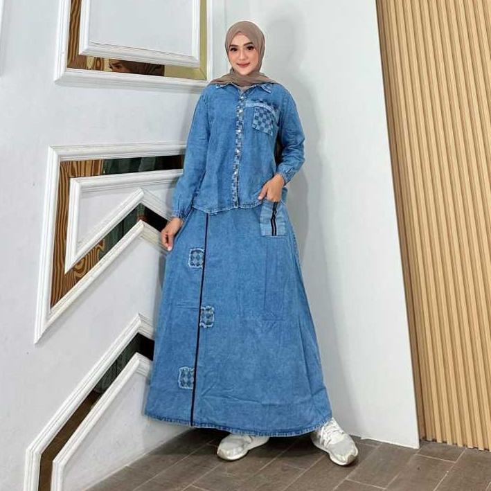 Cassandra One Set Jeans Kotak Fashion Muslim Wanita Kekinian