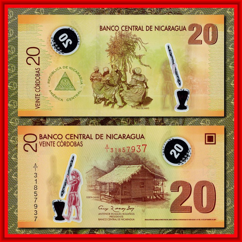 NICARAGUA 20 Cordobas 2007 Polymer, UNC, Koleksi Uang Asing