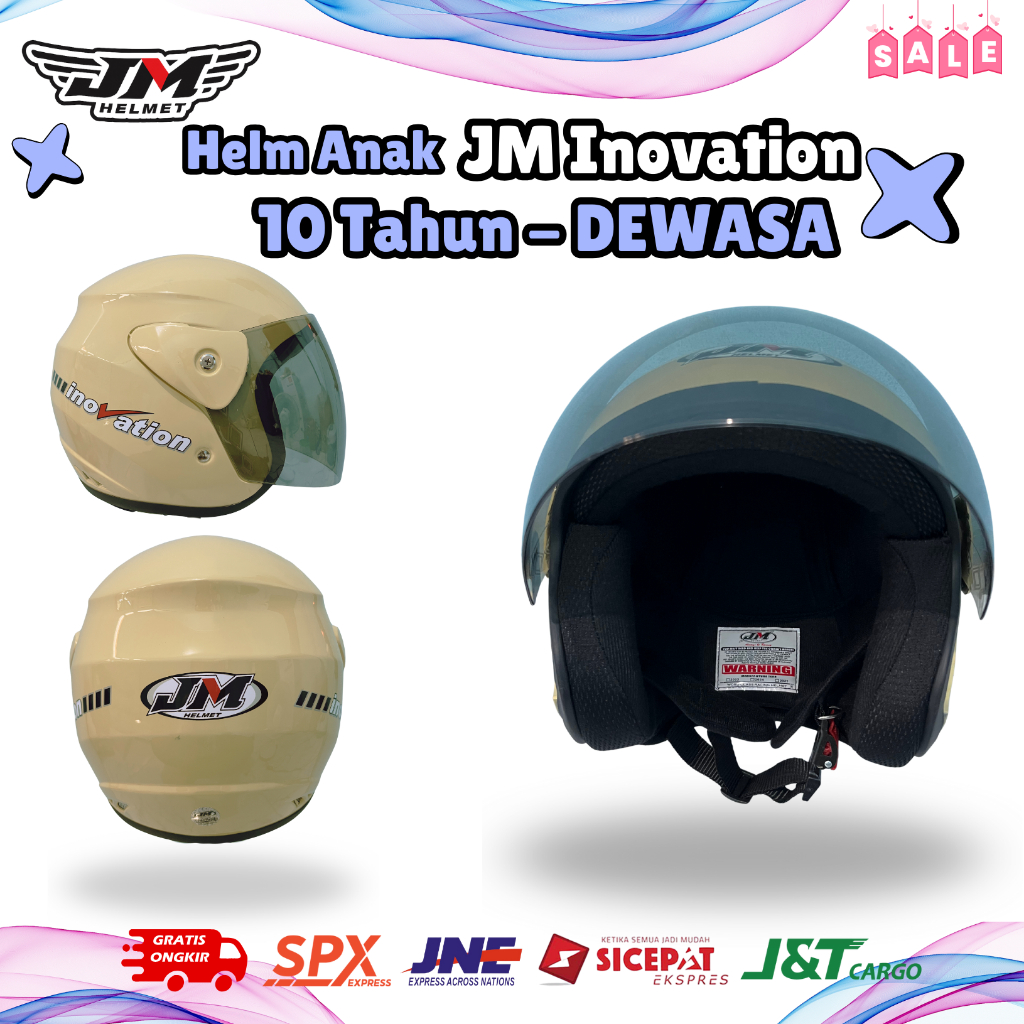 Helm JM SNI Original Nyaman Aman Laki Laki Perempuan Helm SNI JM Half F Lucu Aman Remaja Dewasa