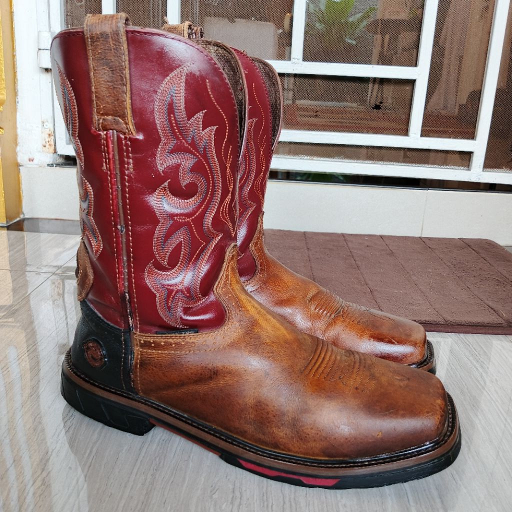 JUSTIN WK 4643 USA Brand Square Toe Work Boots Composite Tie Steel Toe Safety Boots Cowboy Western B