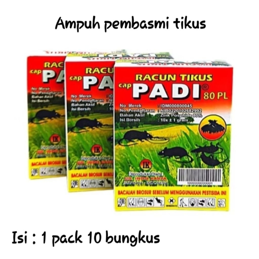 1pack 10 bungkus Racun tikus cap Padi serbuk ampuh pembasmi tikus