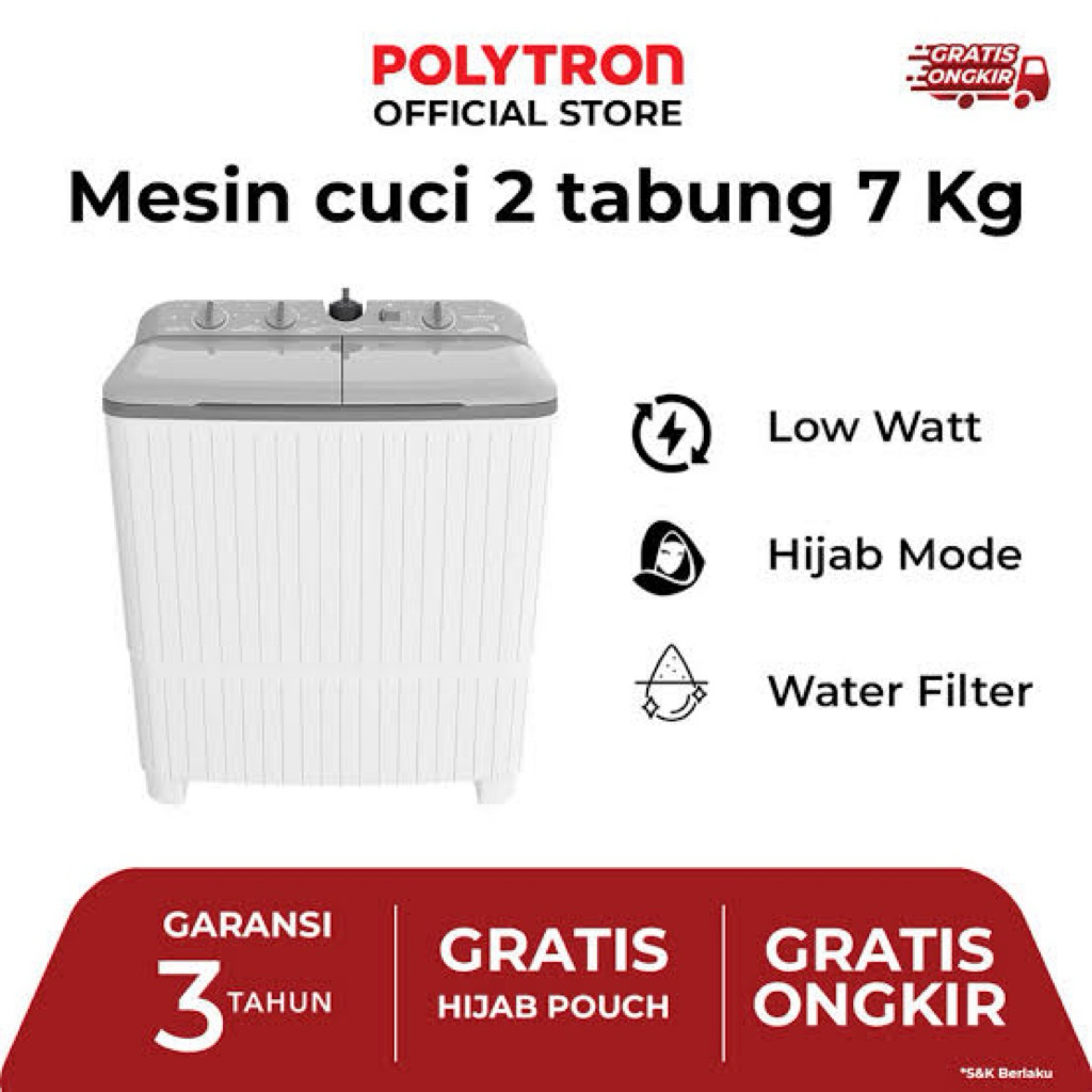 POLYTRON MESIN CUCI 7KG FILTER