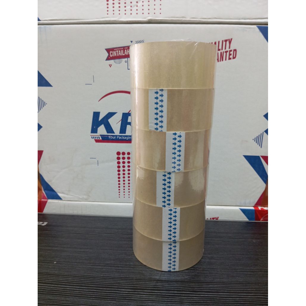 

Lakban 45 mm x 90 Yard Premium Quality 1 Roll isi 6 Pcs - KRP Tape