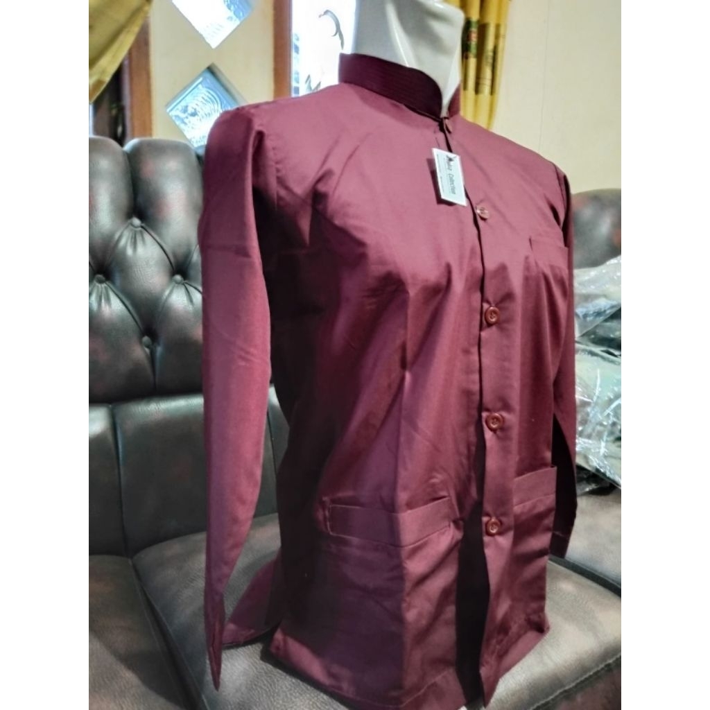 BAJU KOKO POLOS ELEGAN ( Merah Marun )