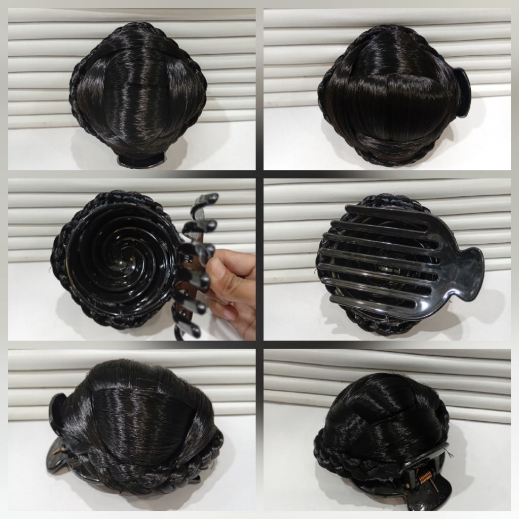 sanggul rambut lilit warna hitam untuk hairdo rambut / sanggul kekinian / sanggul modern / sanggul b