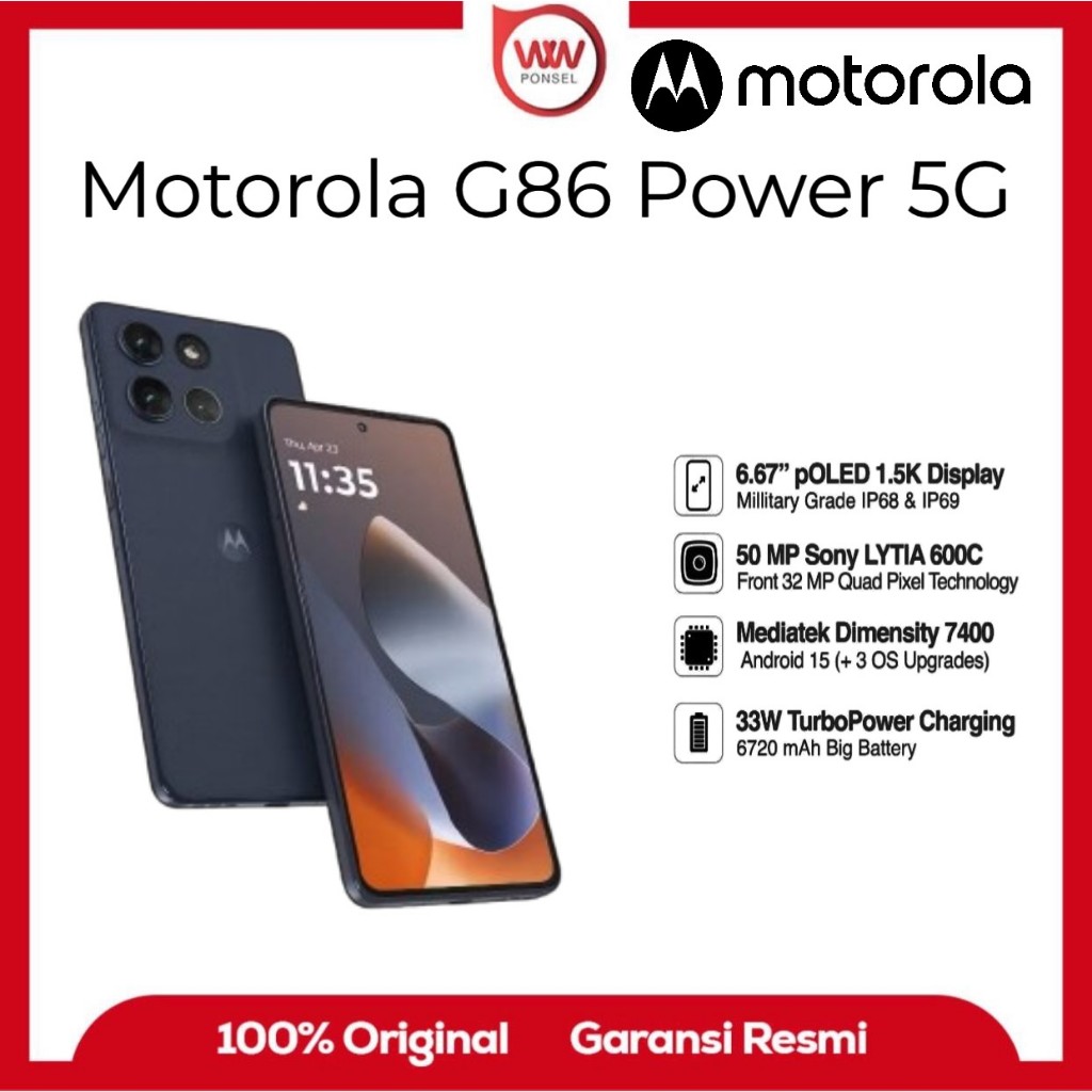 Hp Motorola G86 Power 5G Ram 8GB Internal 256GB Garansi Resmi