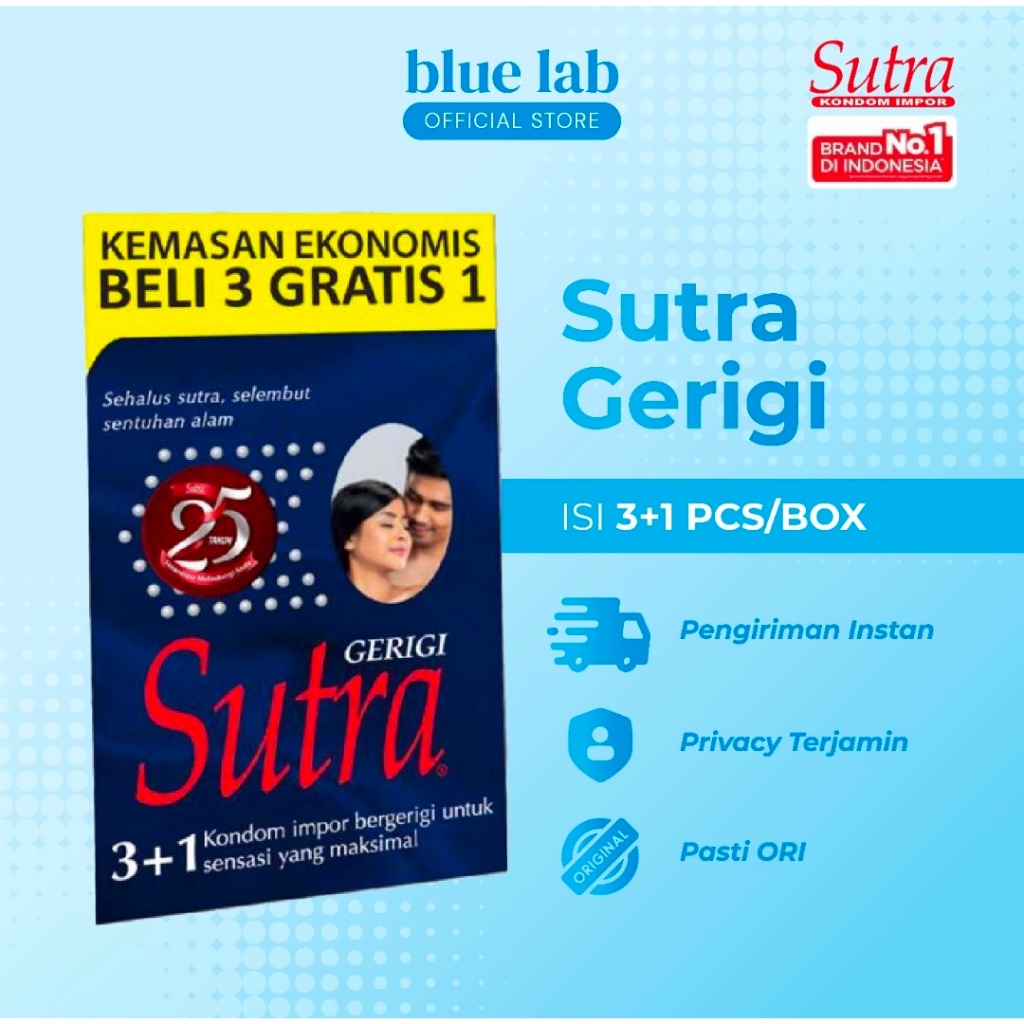 Kondom Sutra Biru 1 Box isi 3 + 1 Pcs Condom Sutra Bergerigi