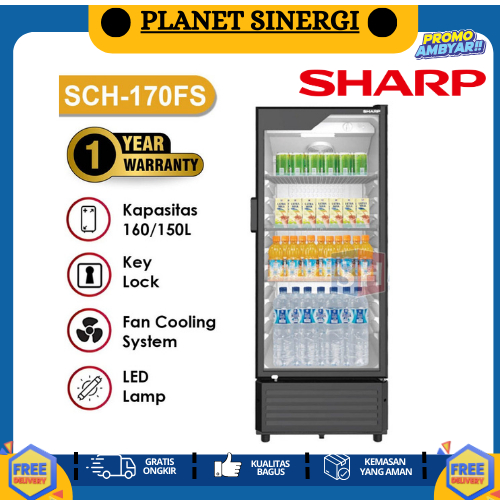 kulkas SHOWCASE SHARP 3 RAK SCH-170FS GARANSI RESMI
