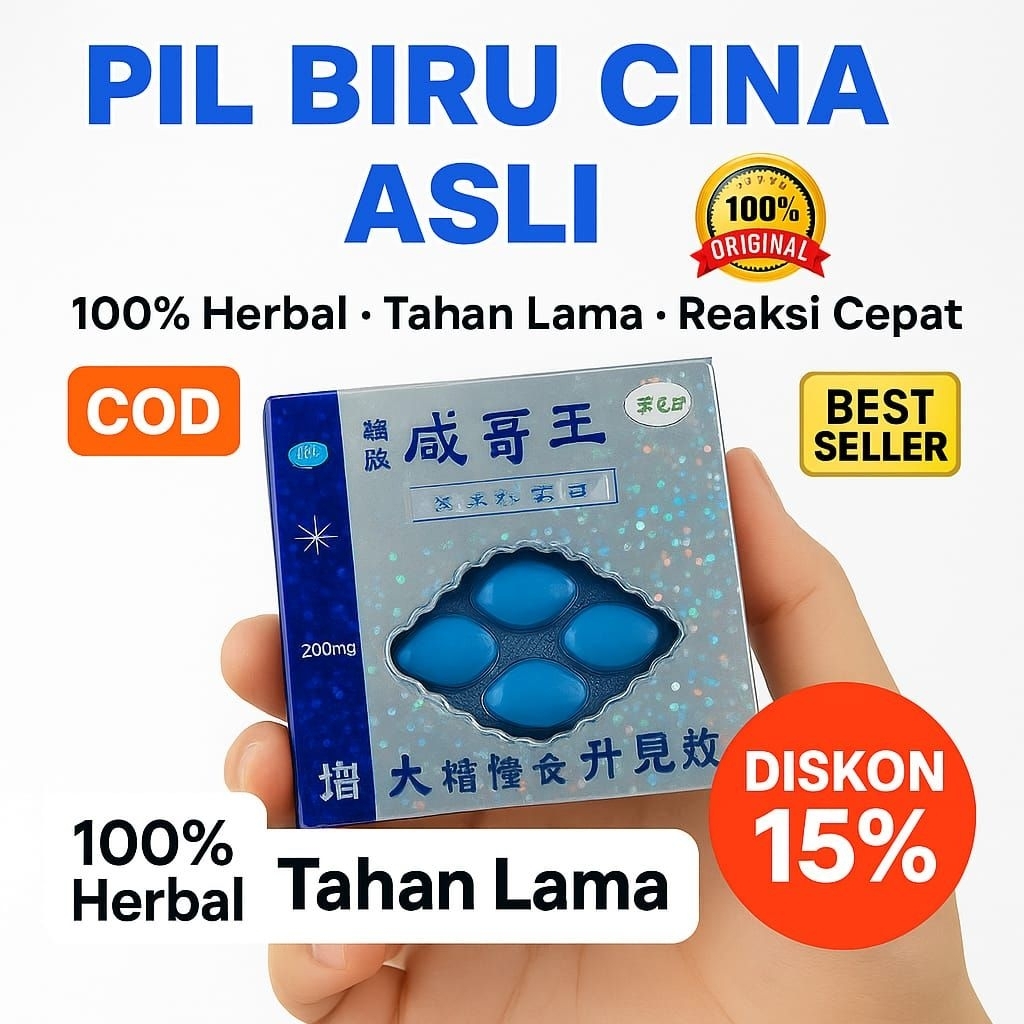 PIL BIRU CINA ASLI 100% HERBAL - TAHAN LAMA 1 pcs kotak 4 pill