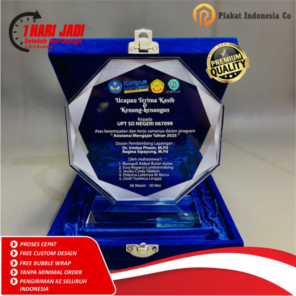 Plakat akrilik custom, Plakat akrilik, Plakat seminar, Plakat penghargaan, Plakat wisuda,1 hari jadi