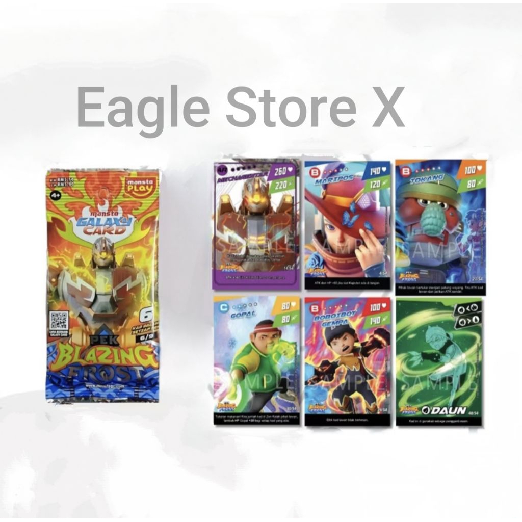 Monsta Galaxy Card Pek Blazing Frost SR AR, Boboiboy Galaxy Card Pek Blazing Frost SR Super Rare AR 