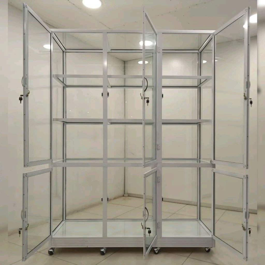 TC ALUMINIUM LE768 150X45X195 S B W LEMARI PREMIUM RAK 5 SUSUN SERBAGUNA ALUMINUM TEBAL ETALASE PAJA