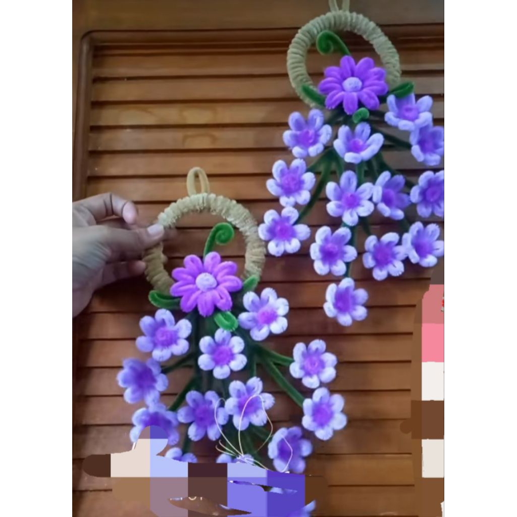 gantungan dinding kawat bulu cincin 1 bulat bunga