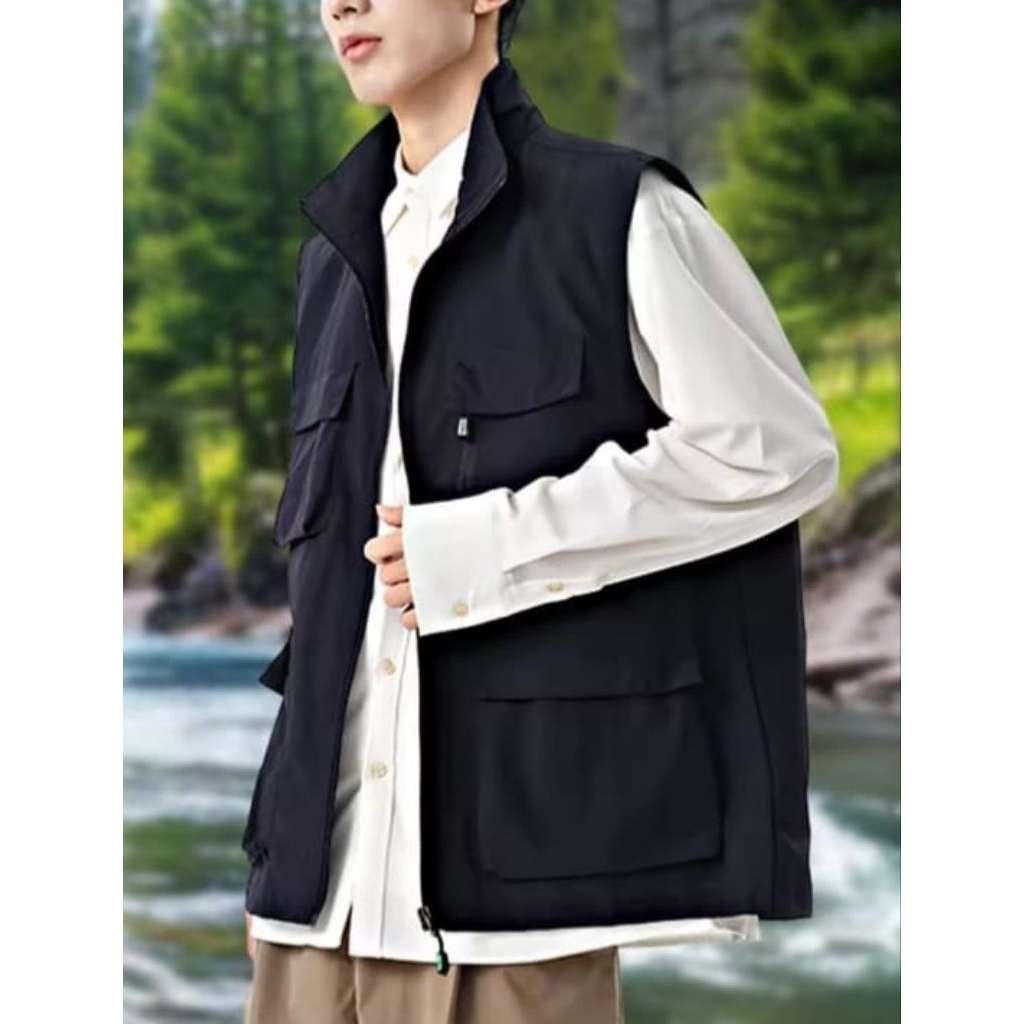 Jaket rompi memancing pria ringan multi-saku musim panas luar ruangan rompi hiking mantel pria tipis