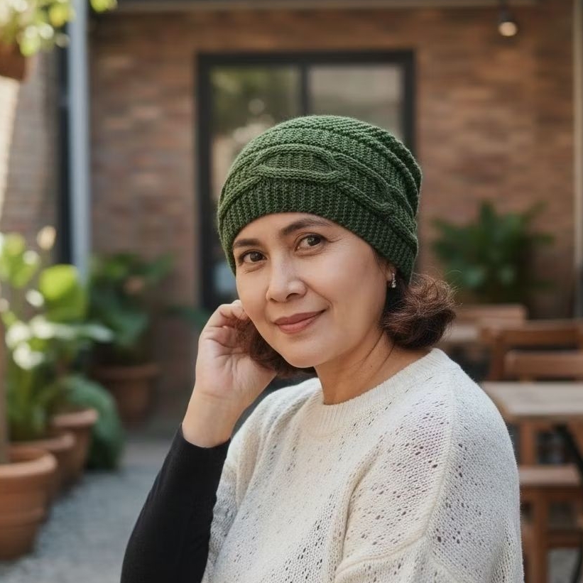 Ciput rajut nenek premium, Turban Sultan nene,  kupluk wanita premium motif rantai Katun Turki, kerp