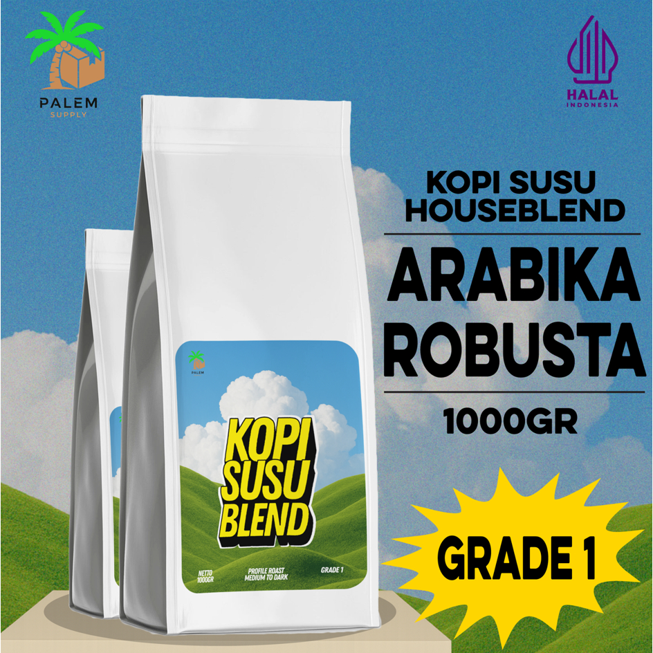 

Houseblend Kopi Susu Grade 1 Cocok untuk Usaha Cafe Warkop Coffeeshop 1000gr || Palem Supply