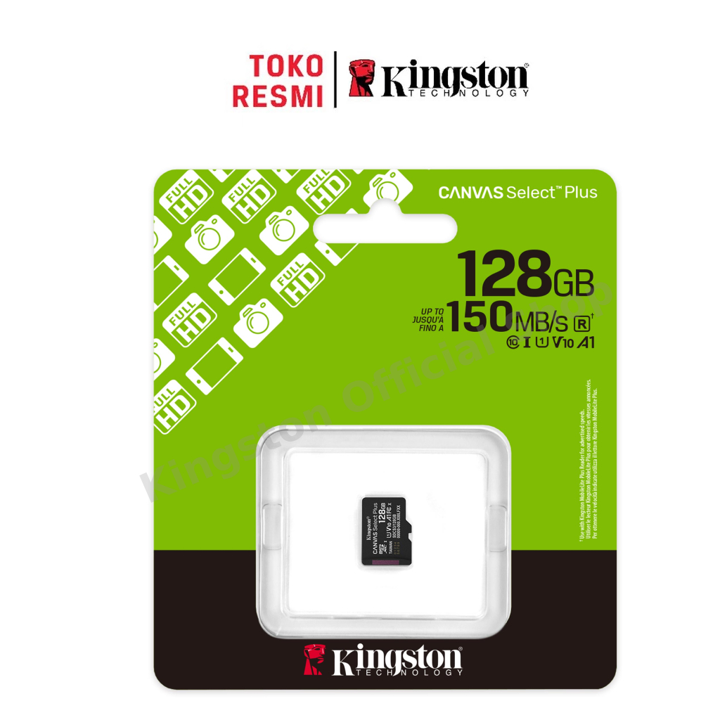 Kingston Canvas Select Plus Class 10 microSD Card 128GB (SDCS3/128GBSP) - Kecepatan 150Mb/Dtk