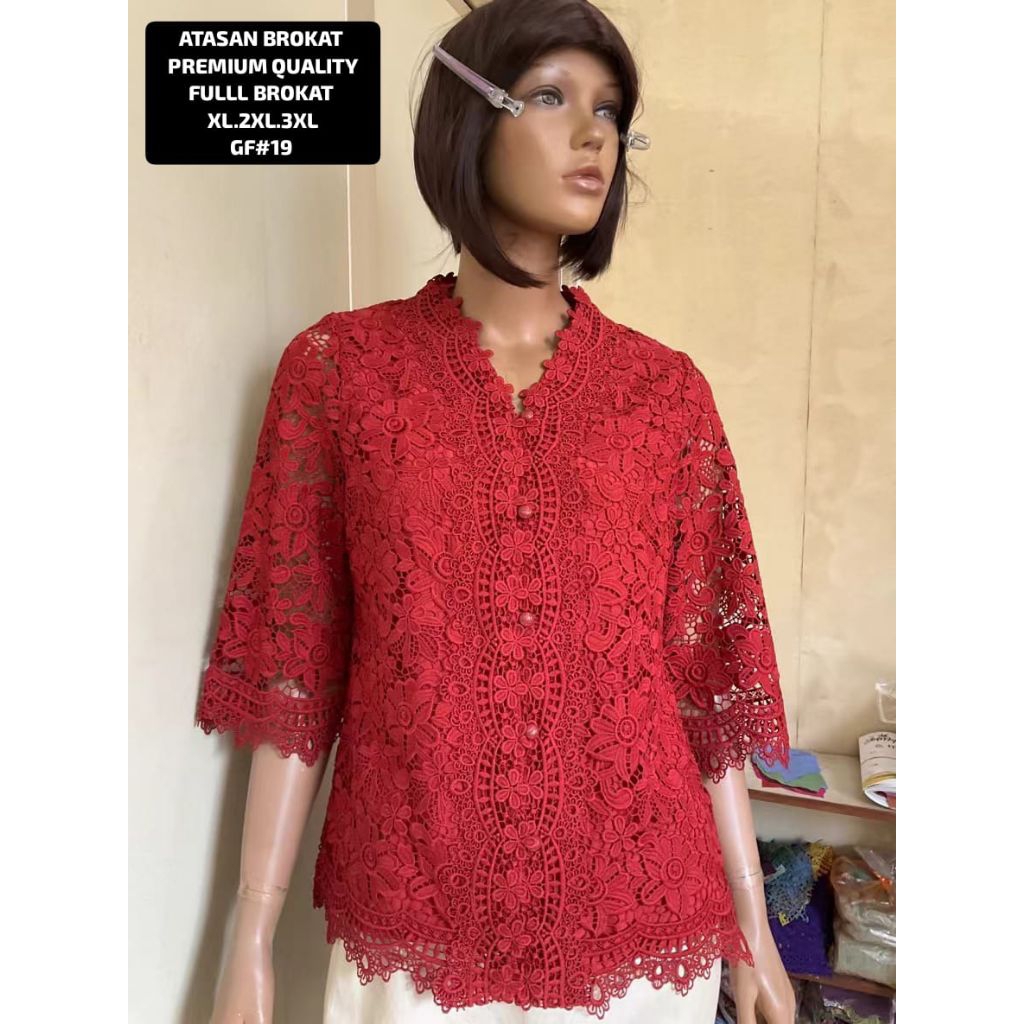 ATASAN BROKAT WANITA KANCING DEPAN PREMIUM