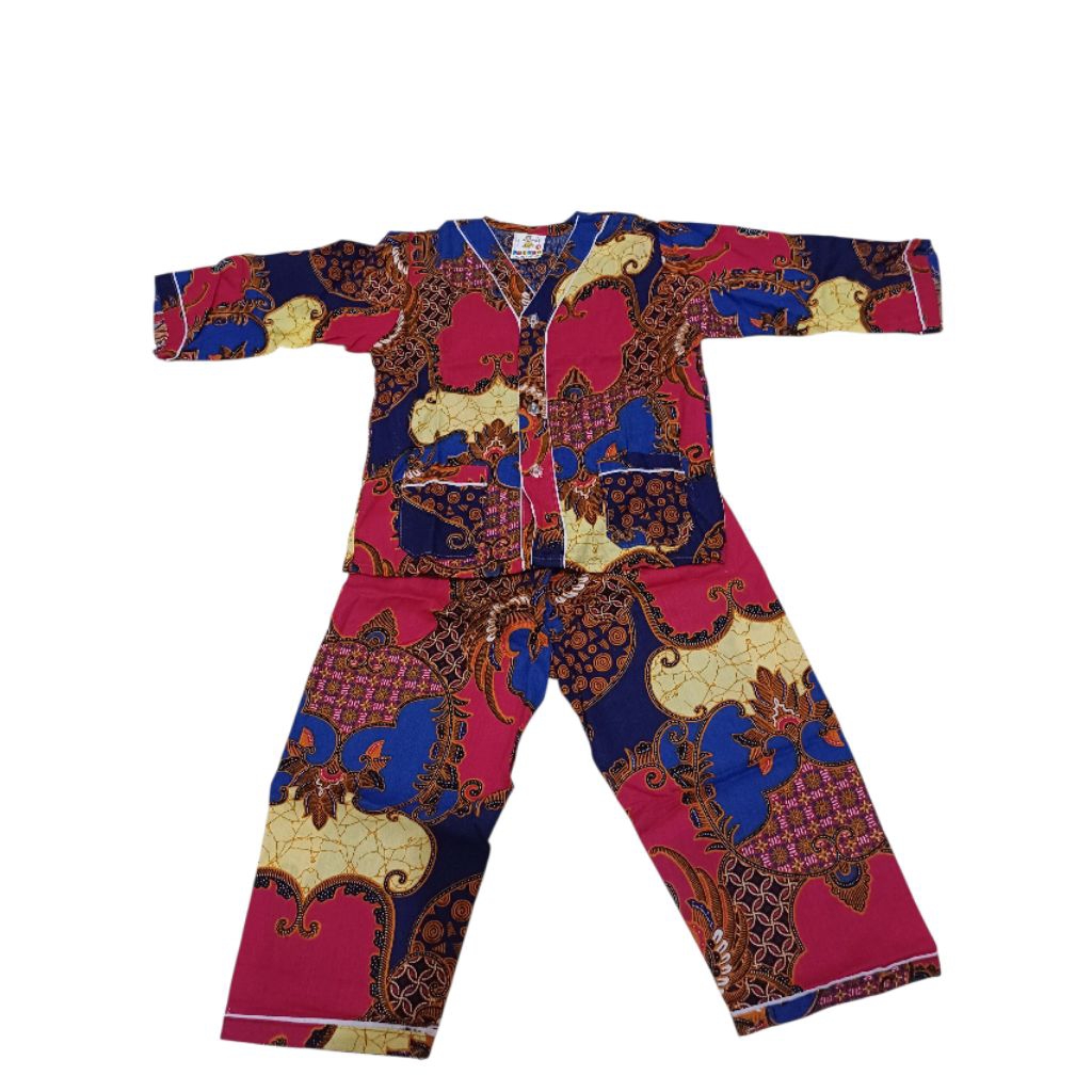 Piyama Tidur Batik  Anak Bagan SiApi Api Lengan Panjang Baju Tiduk Batik Anak