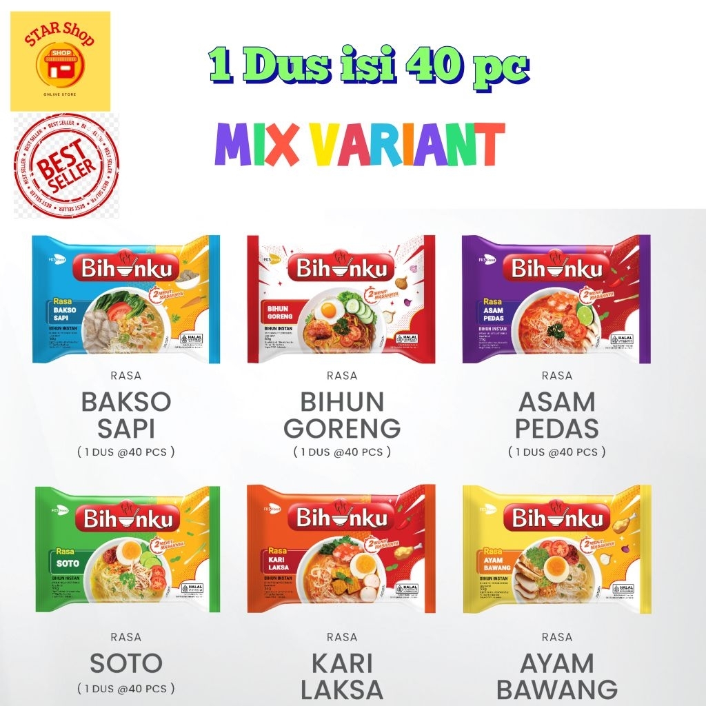 

Bihunku Instan - Mix Varian Rasa - 1 karton - 40 Pcs - 55 gr
