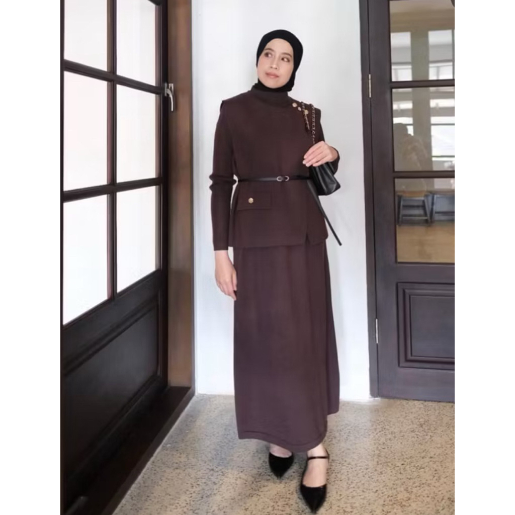 Senny fashipn bkk gamis rajut import set rompi super premium