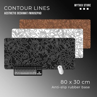 Mousepad Gaming Contour Lines Topography Aesthetic Lebar XL Deskmat Alas Keyboard Mouse Pad Anti Slip