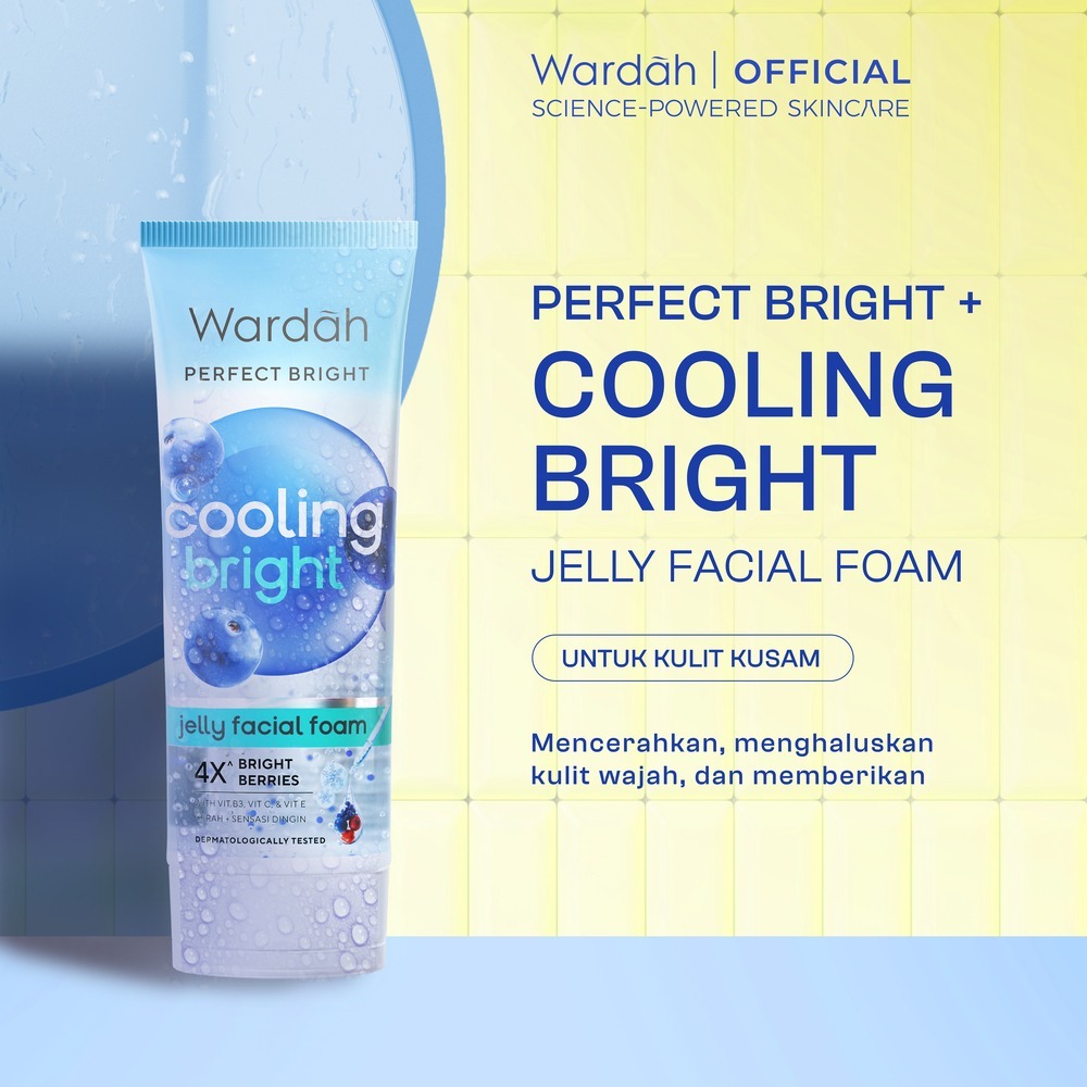WARDAH Perfect Bright Cooling Bright Jelly Facial Foam 100 ml - Facial Wash untuk Semua Jenis Kulit 