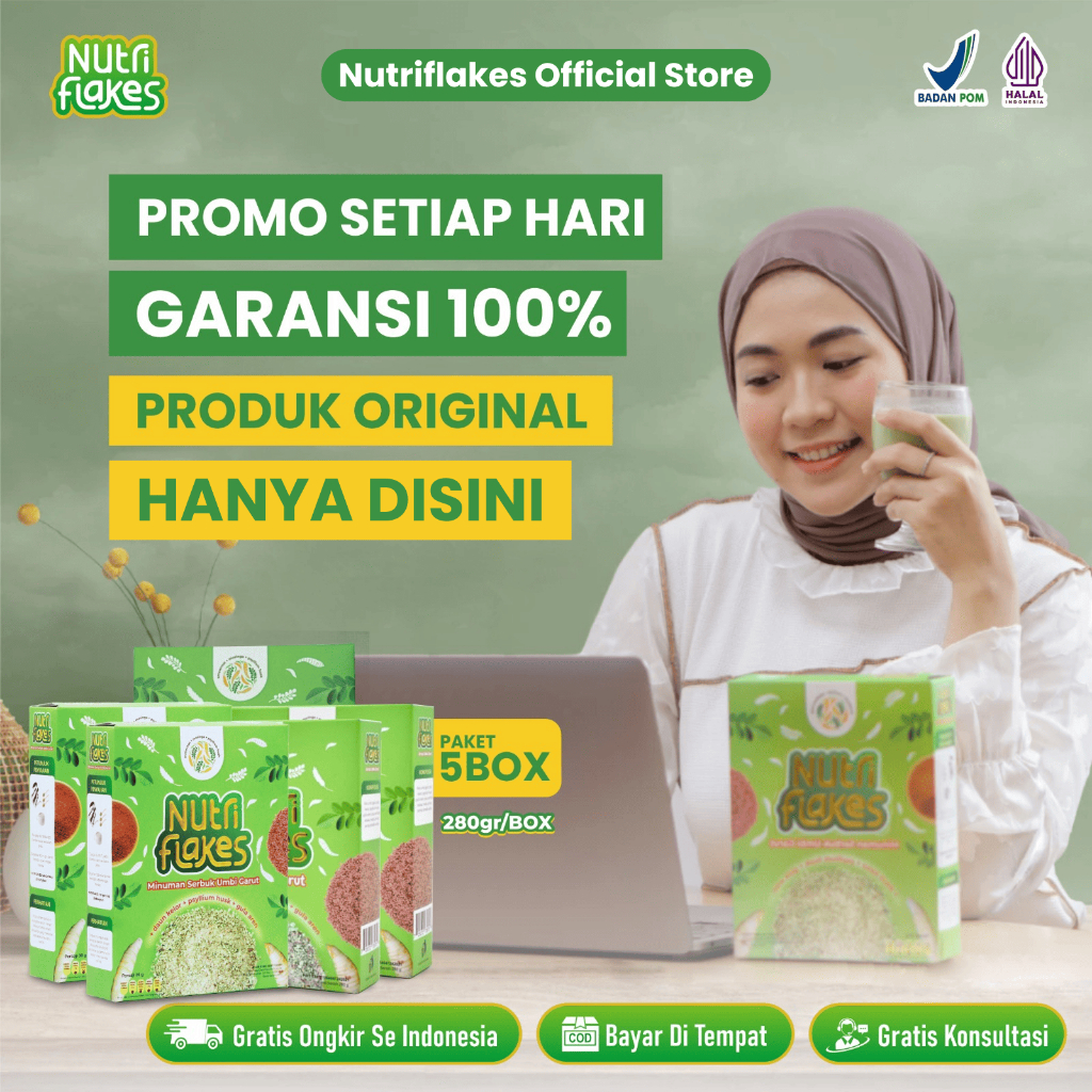 

[PROMO] Nutriflakes Original - Sereal Sehat Umbi Garut Efektif Atasi Asam Lambung, Maag, dan Gerd | 5 Box | BPOM Halal MUI