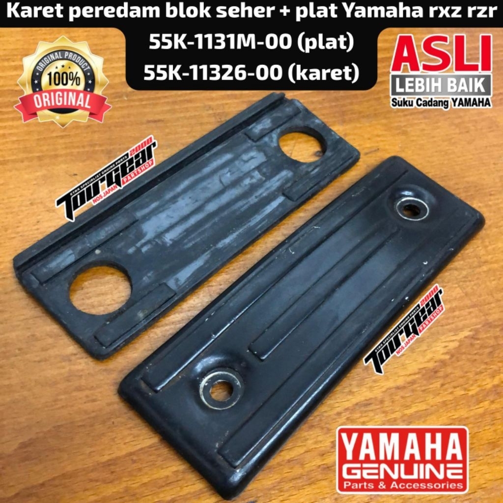 KARET PEREDAM BLOK SEHER DAN PLAT SIRIP COVER BLOK SEHER YAMAHA RXZ RZR ORI NOS 55K-1131M-00 55K-113